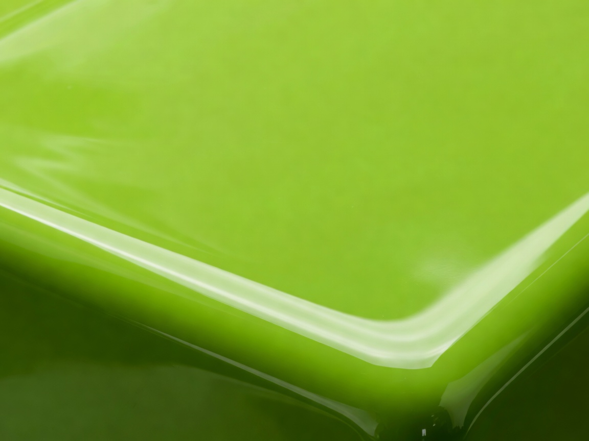 High gloss lime green acrylic surface